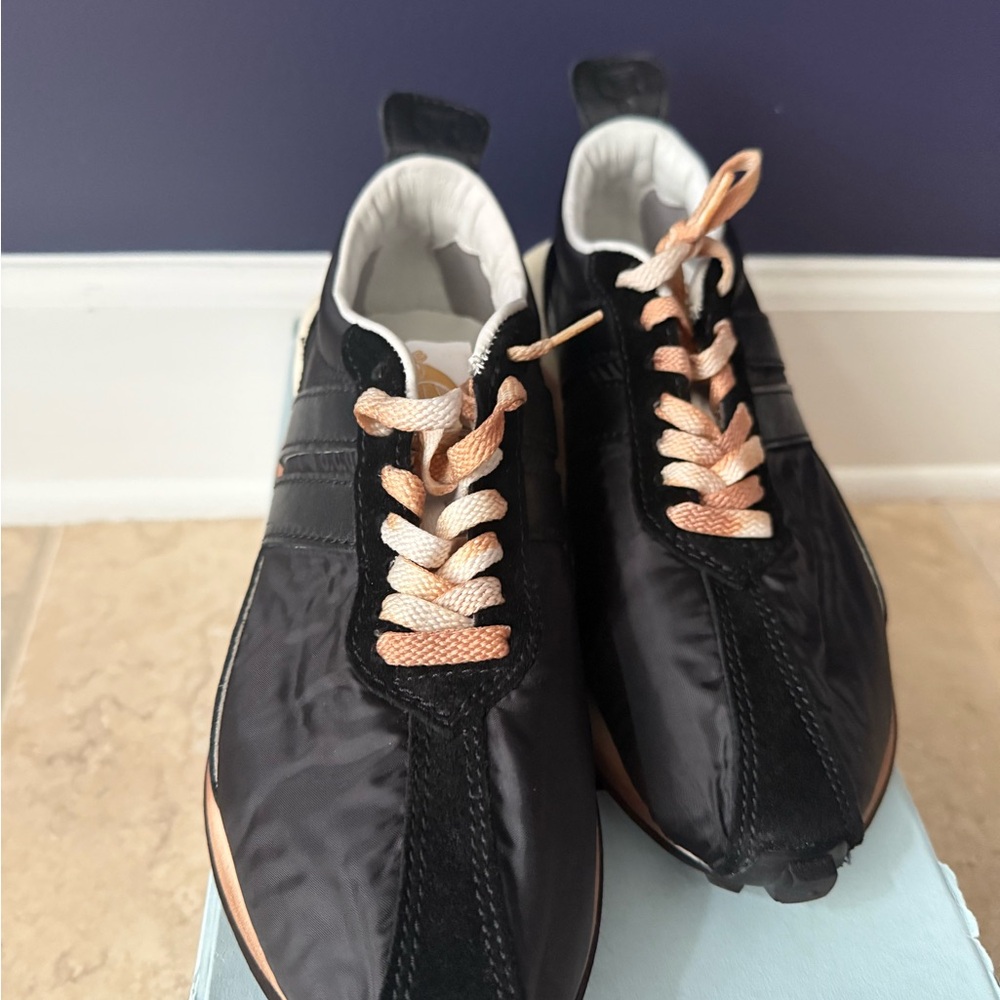 Lanvin Black and Peach Sneakers